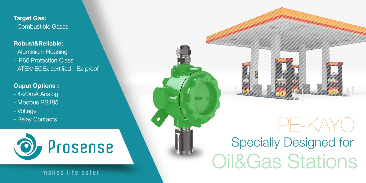 Akaryakıt İstasyonları için Gaz Dedektörü Gaz ve Darbe Sensörleri tek bir dedektörde birleştirilmiştir!
